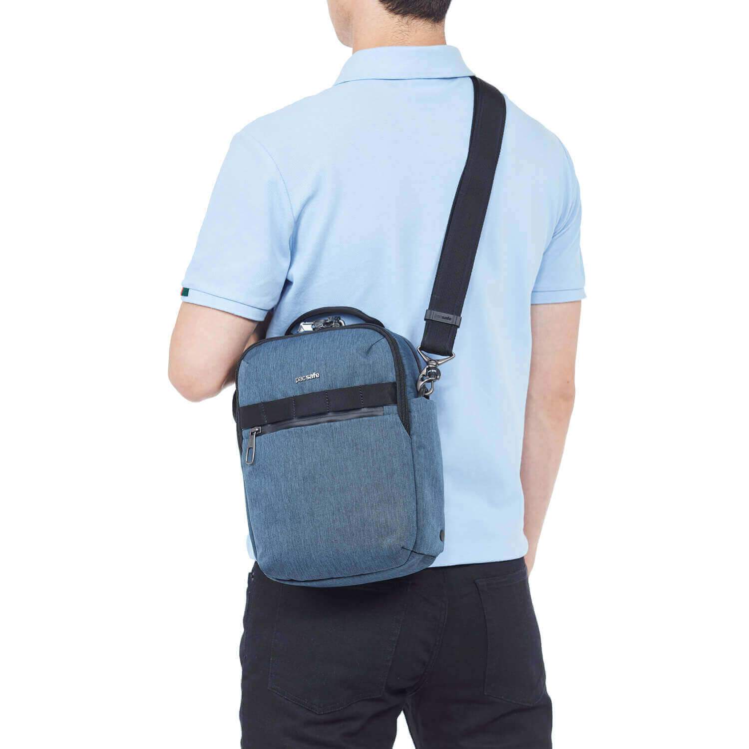 Metrosafe X Anti-Theft Vertical Crossbody Dark Denim