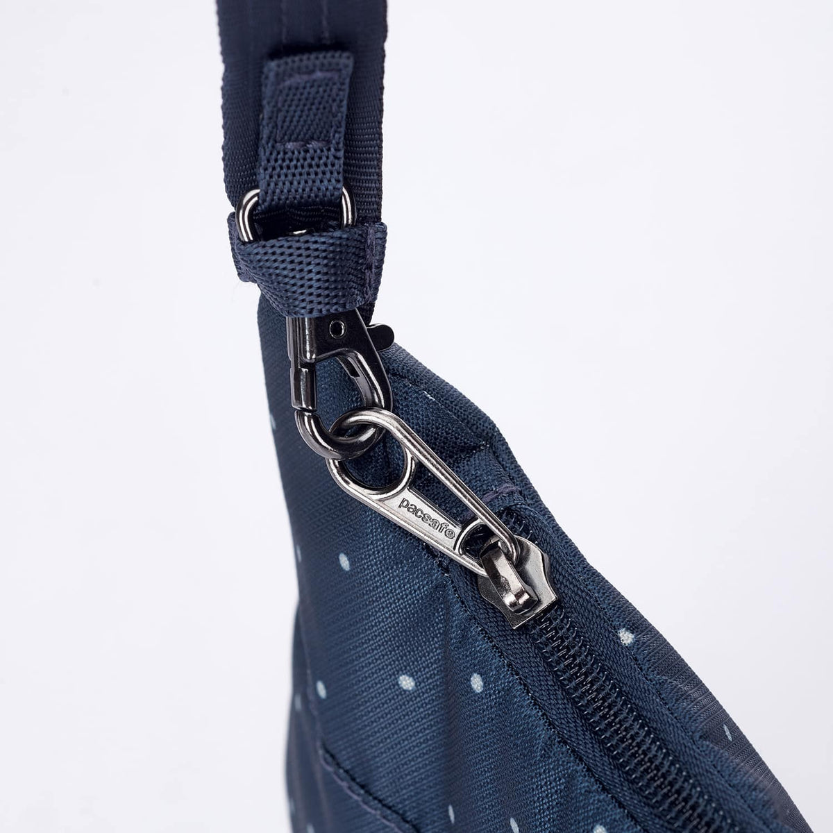 Daysafe Anti-Theft Crossbody Bag, Navy Polka Dot