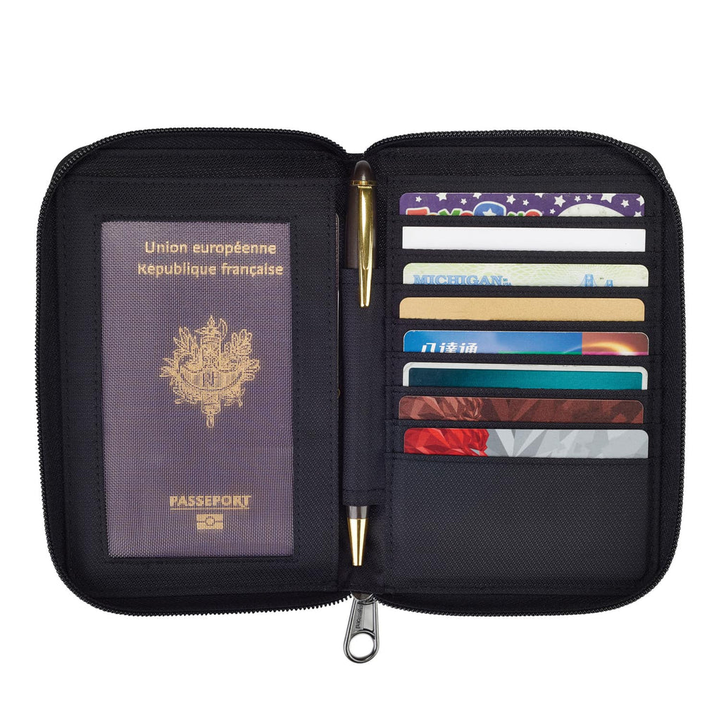 Daysafe RFID Blocking Passport Wallet, Navy Polka Dot