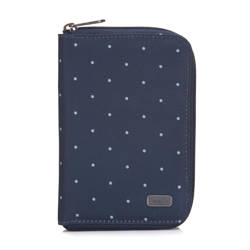 Daysafe RFID Blocking Passport Wallet, Navy Polka Dot