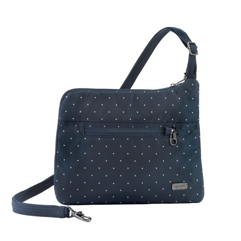 Daysafe Anti-Theft Slim Crossbody Bag, Navy Polka Dot