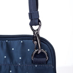 Daysafe Anti-Theft Slim Crossbody Bag, Navy Polka Dot