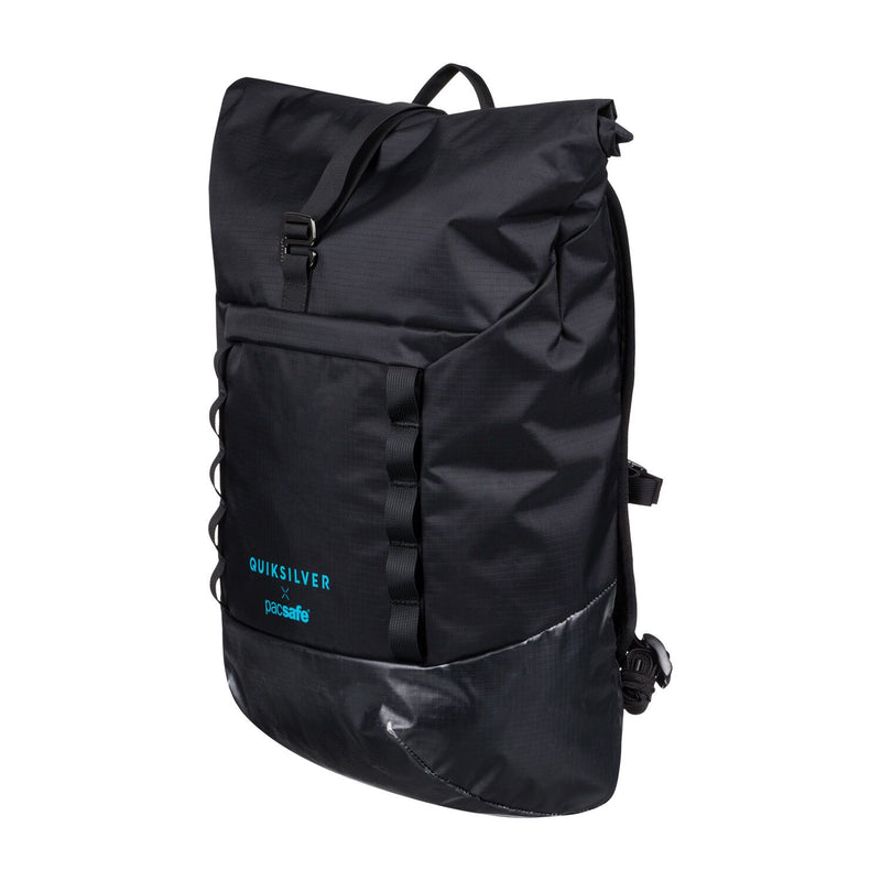 Quiksilver X Pacsafe Dry Lite Rolltop Backpack, Black