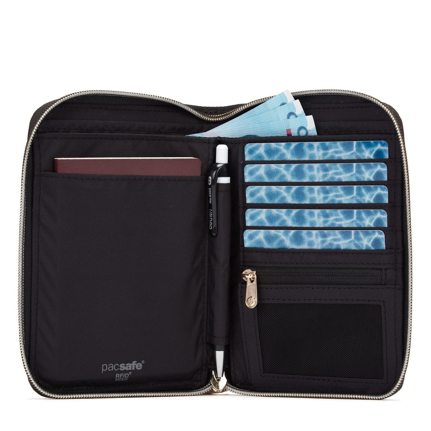 RFIDsafe RFID Blocking Compact Travel Organizer, Carbon