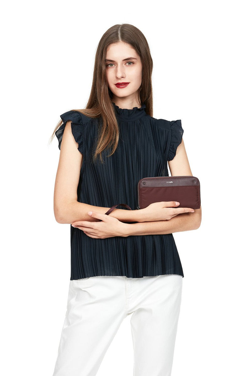 RFIDsafe RFID Blocking Continental Wallet, Merlot