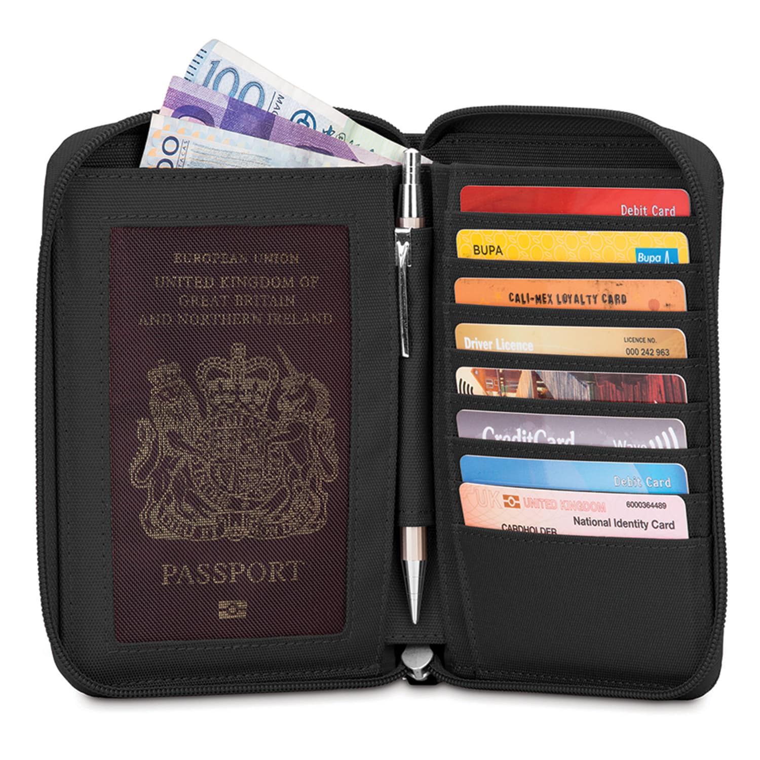 RFIDsafe LX150 RFID Blocking Passport Wallet, Black
