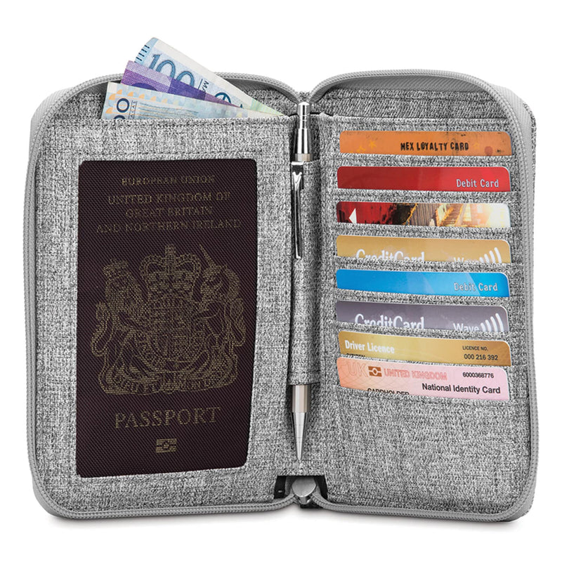 RFIDsafe LX150 RFID Blocking Passport Wallet, Tweed Gray