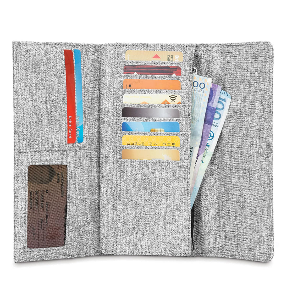 RFIDsafe LX200 RFID Blocking Clutch Wallet, Tweed Gray