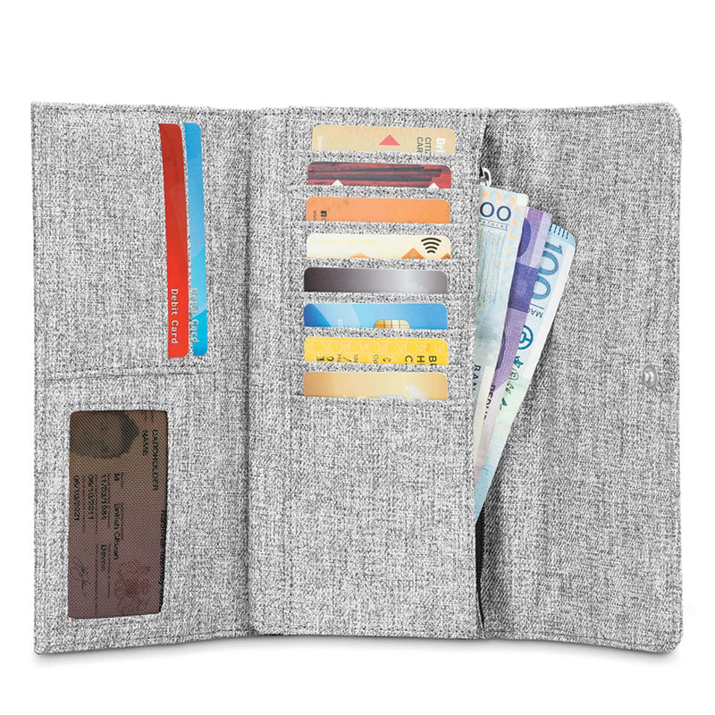 RFIDsafe LX200 RFID Blocking Clutch Wallet, Tweed Gray