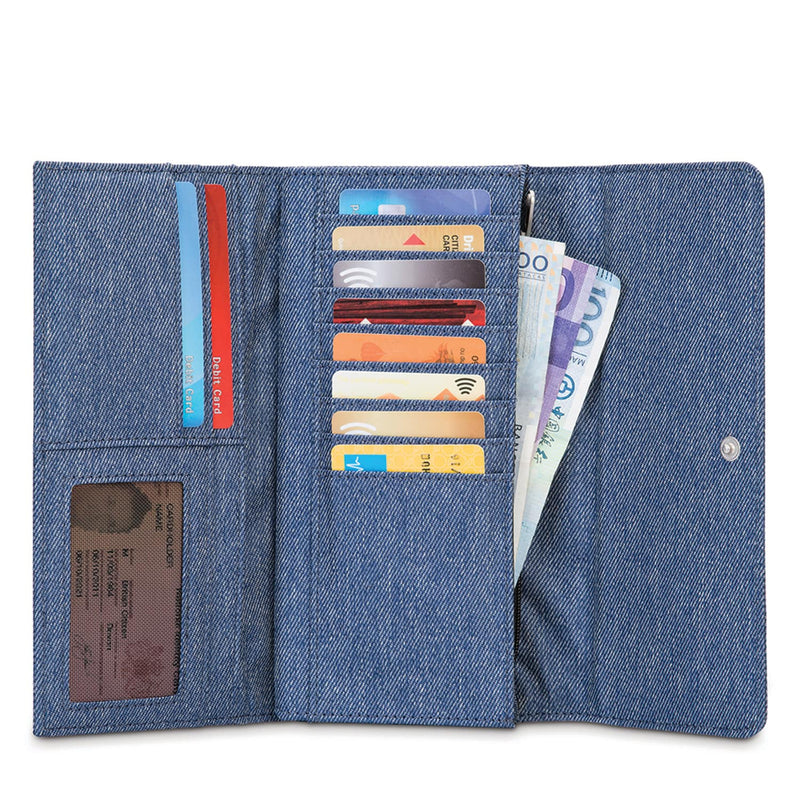 RFIDsafe LX200 RFID Blocking Clutch Wallet, Denim