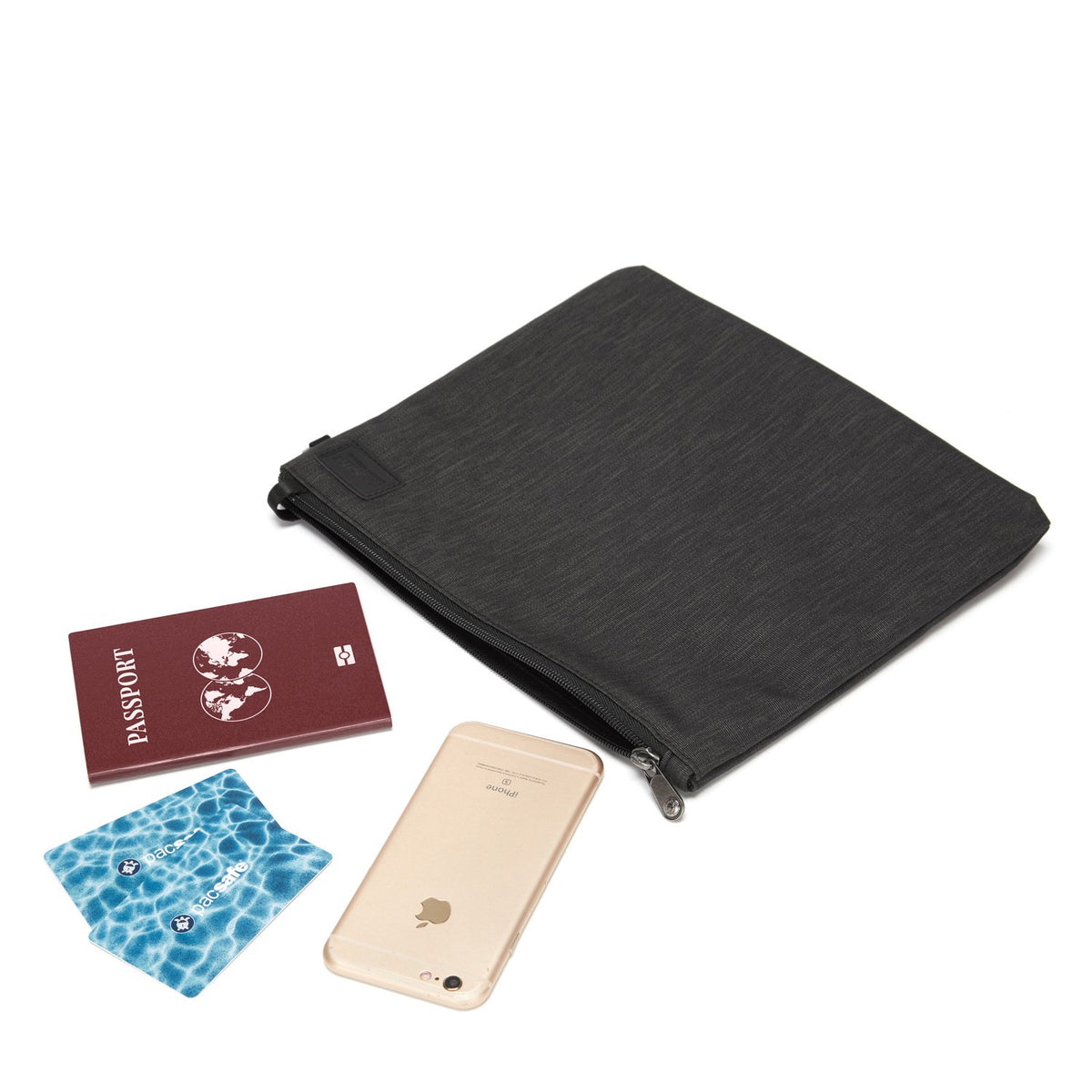 RFIDsafe RFID Blocking Large Travel Pouch, Carbon