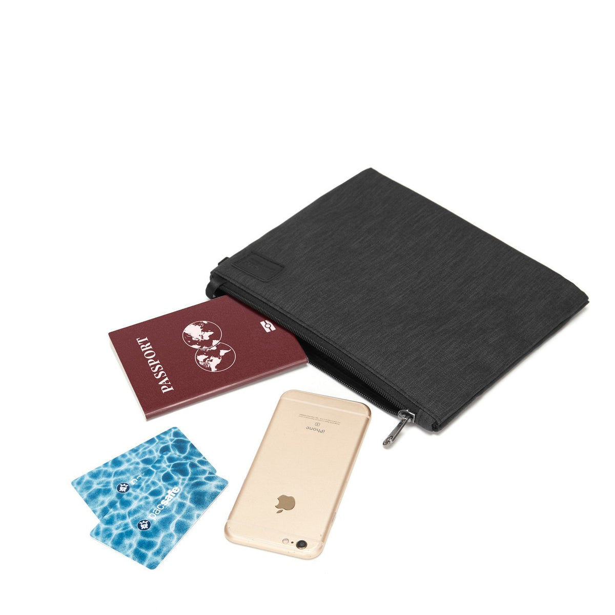 RFIDsafe RFID Blocking Small Travel Pouch, Carbon