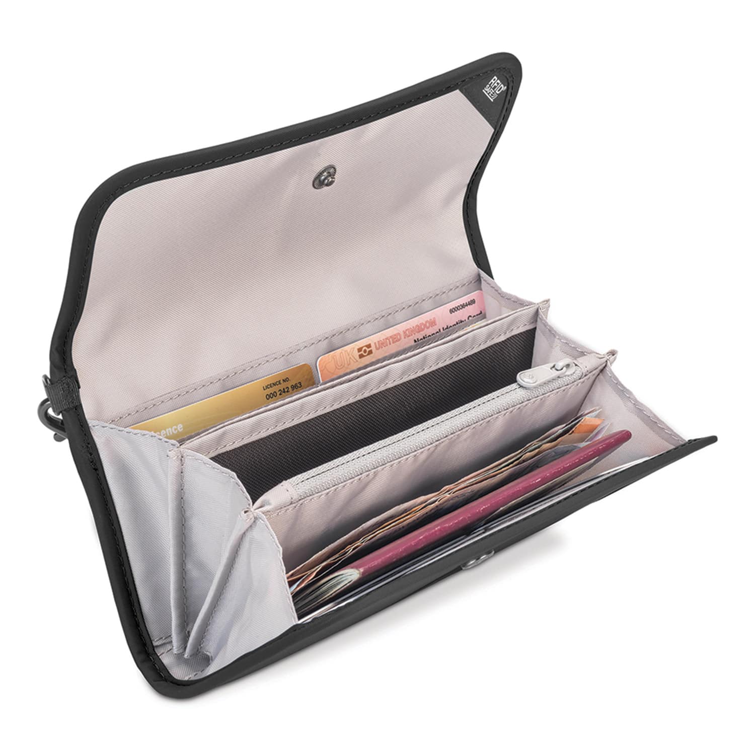 RFIDsafe V250 RFID Blocking Travel Wallet, Black