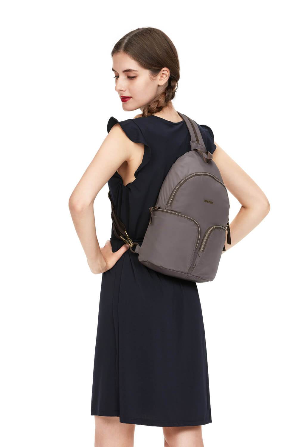 Stylesafe Anti-Theft Sling Backpack Mocha
